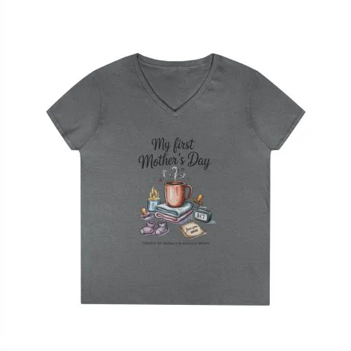 My First Mother's Day V-Neck T-Shirt, Cute Maternity Gift, Mother's Day Shirt, New Mom Outfit, Baby Shower Tee, New Mom Gift Tee - Image 5