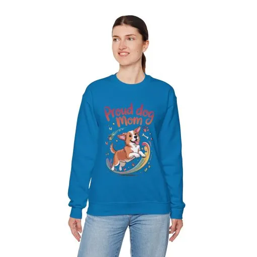 Proud Dog Mom Crewneck Sweatshirt, Pet Lover Gift, Dog Mom Apparel, Animal Lover Clothing, Gift for Dog Moms, Puppy Paw Rainbow Print - Image 44