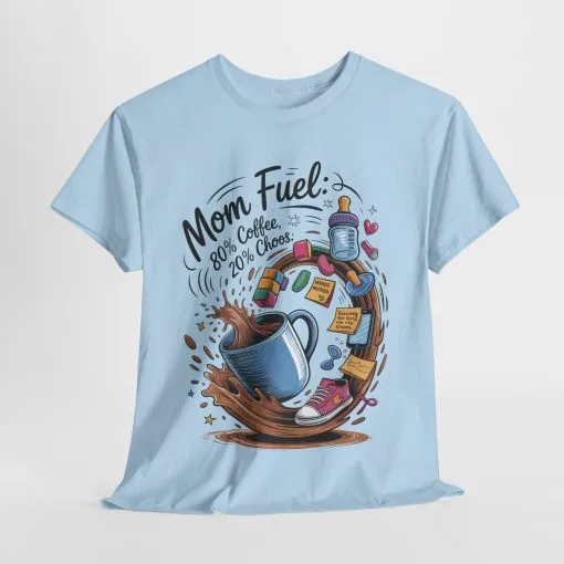 Mom Fuel Heavy Cotton Tee, Funny Coffee Lover T-Shirt, Gift for Moms, Mother's Day, Casual Wear, Pajama Top - Image 22