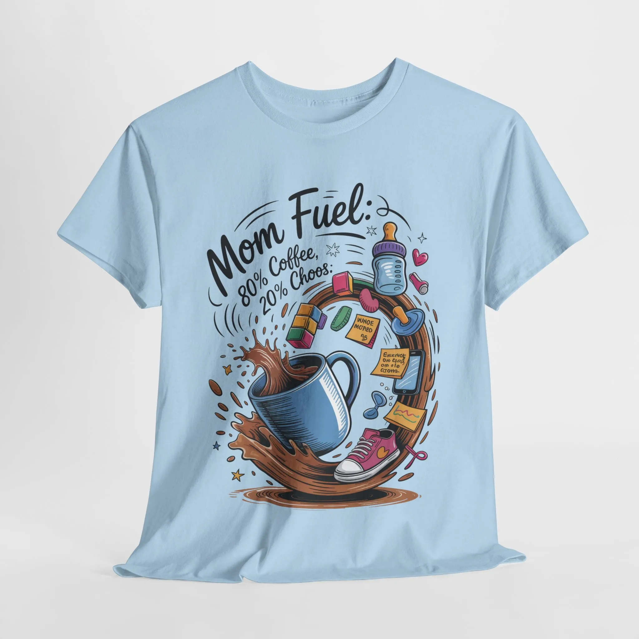 Mom Fuel Heavy Cotton Tee, Funny Coffee Lover T-Shirt, Gift for Moms, Mother's Day, Casual Wear, Pajama Top - Image 22