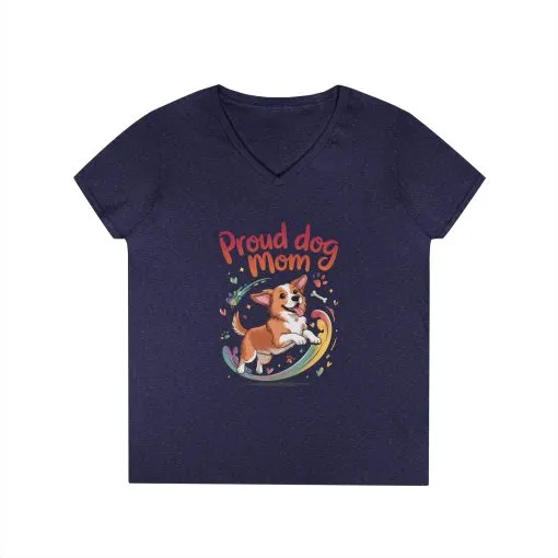 Proud Dog Mom V-Neck T-Shirt, Perfect Gift for Dog Lovers, Casual Wear for Dog Moms, Dog Appreciation Day, Dog Mom Gift - Image 11