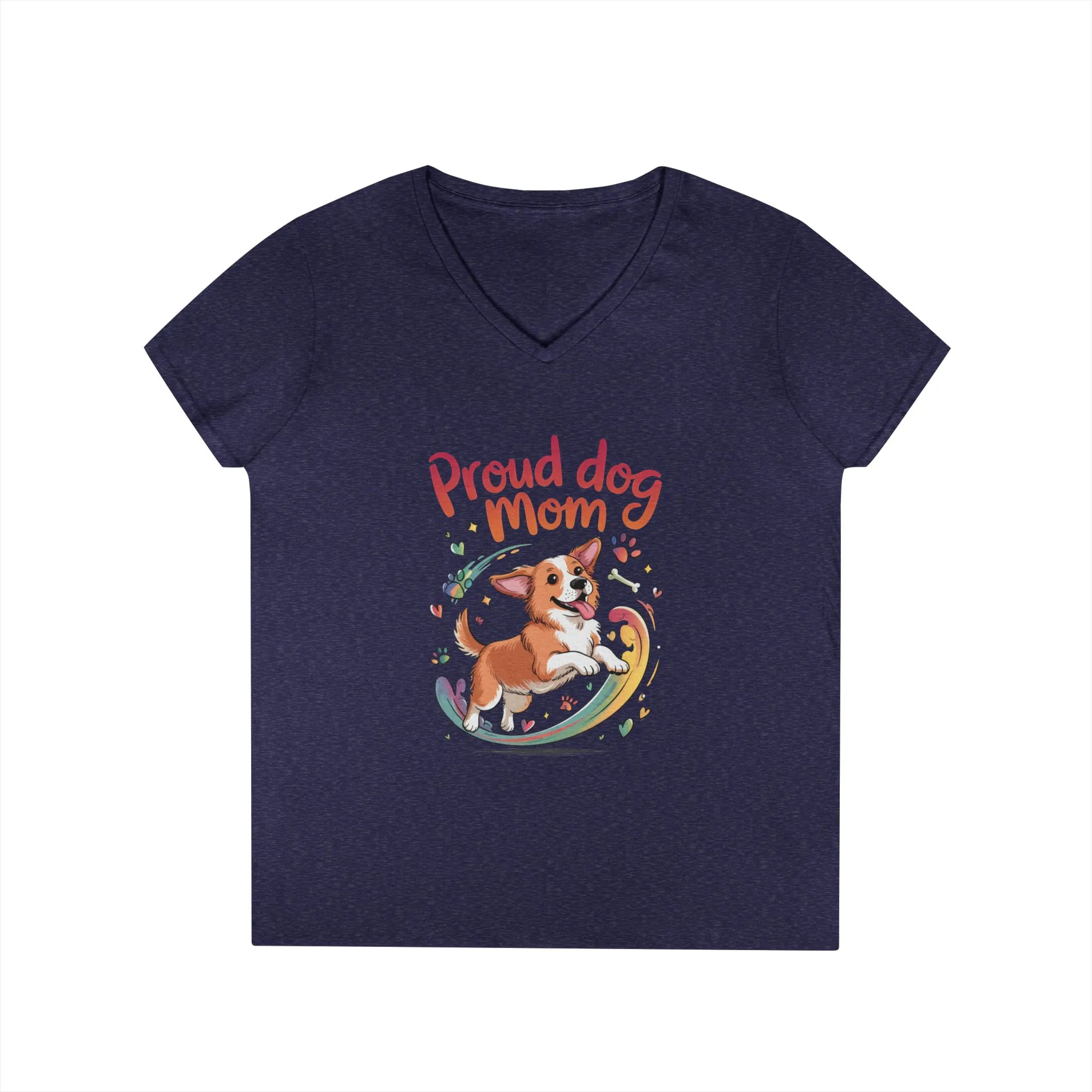 Proud Dog Mom V-Neck T-Shirt, Perfect Gift for Dog Lovers, Casual Wear for Dog Moms, Dog Appreciation Day, Dog Mom Gift - Image 11
