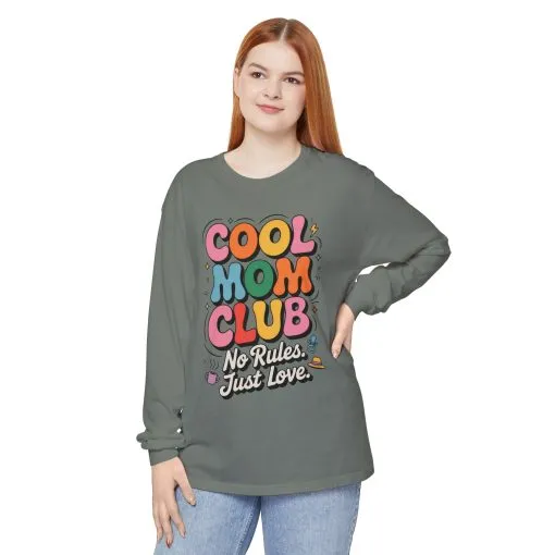 Cool Mom Club Long Sleeve T-Shirt, Funny Mom Tee, Gift for Moms, Mother's Day Gift, No Rules Just Love Quote Tee - Image 4