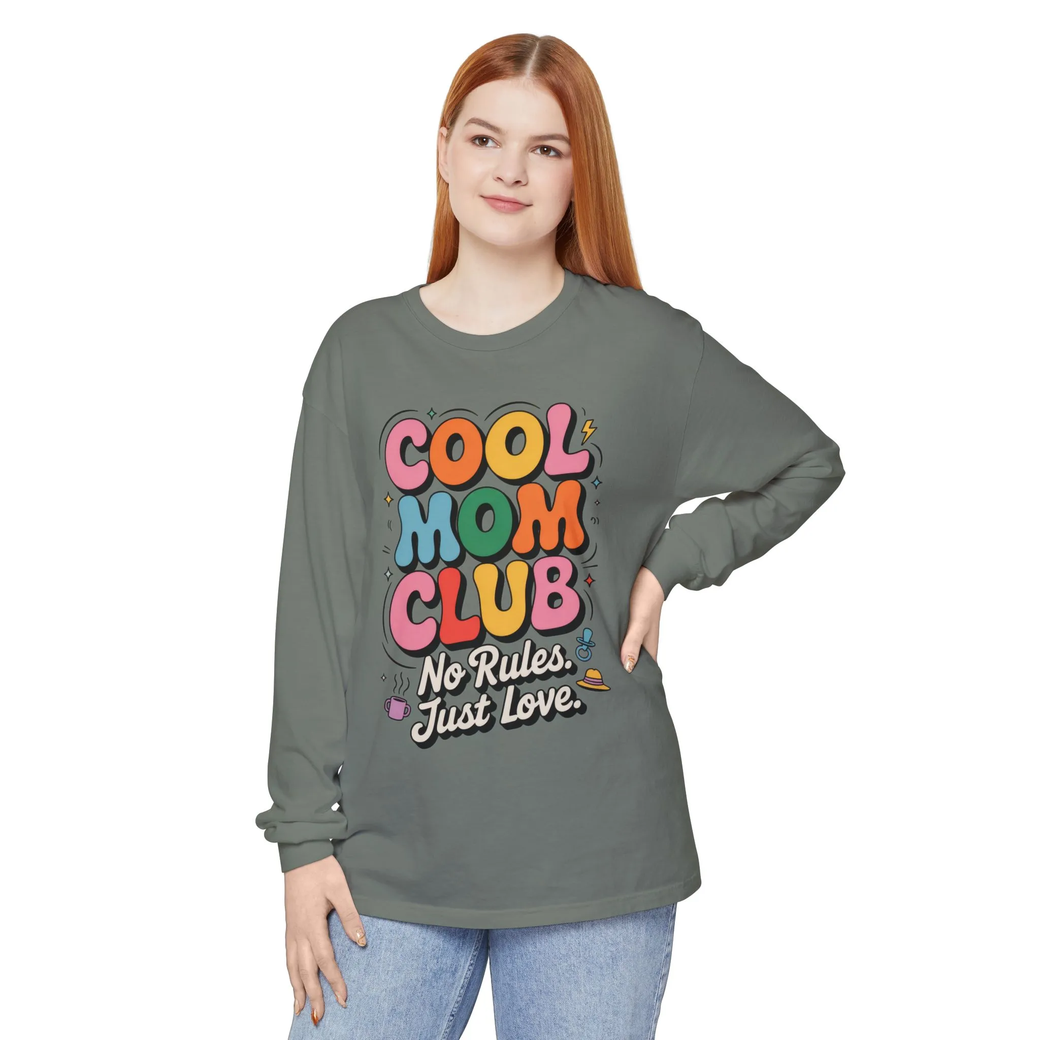 Cool Mom Club Long Sleeve T-Shirt, Funny Mom Tee, Gift for Moms, Mother's Day Gift, No Rules Just Love Quote Tee - Image 4