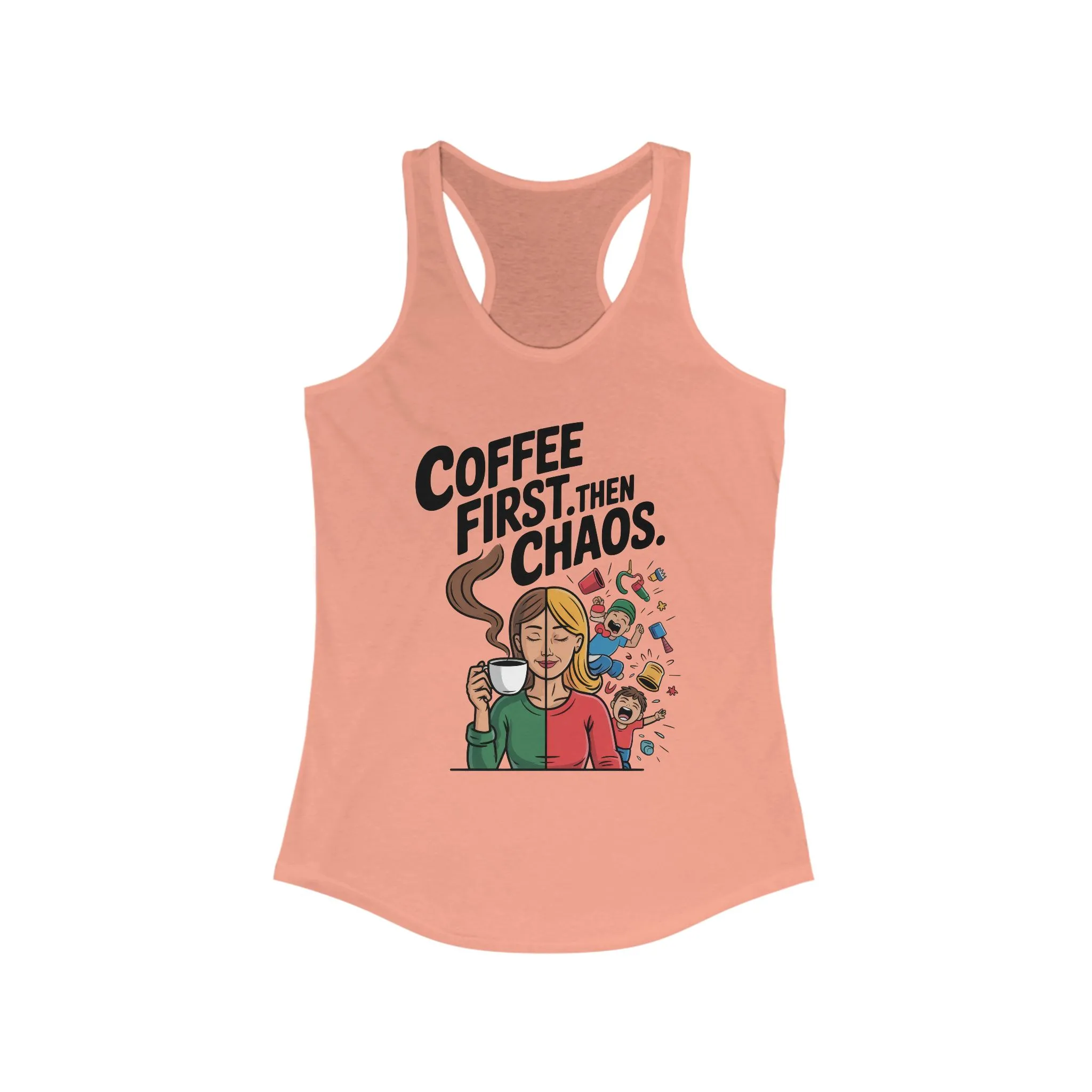 Coffee First Then Chaos Women's Tank Top, Ideal Gift for Moms, Fun Casual Wear, Funny Mom Life Top, Mother's Day Gift - Image 3