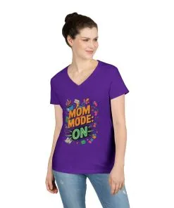 Mom Mode On Ladies V-Neck T-Shirt, Gift for Mom, Mother's Day Gift, Mother's Day Humor T-Shirt, Cute Mama Life Graphic Tee