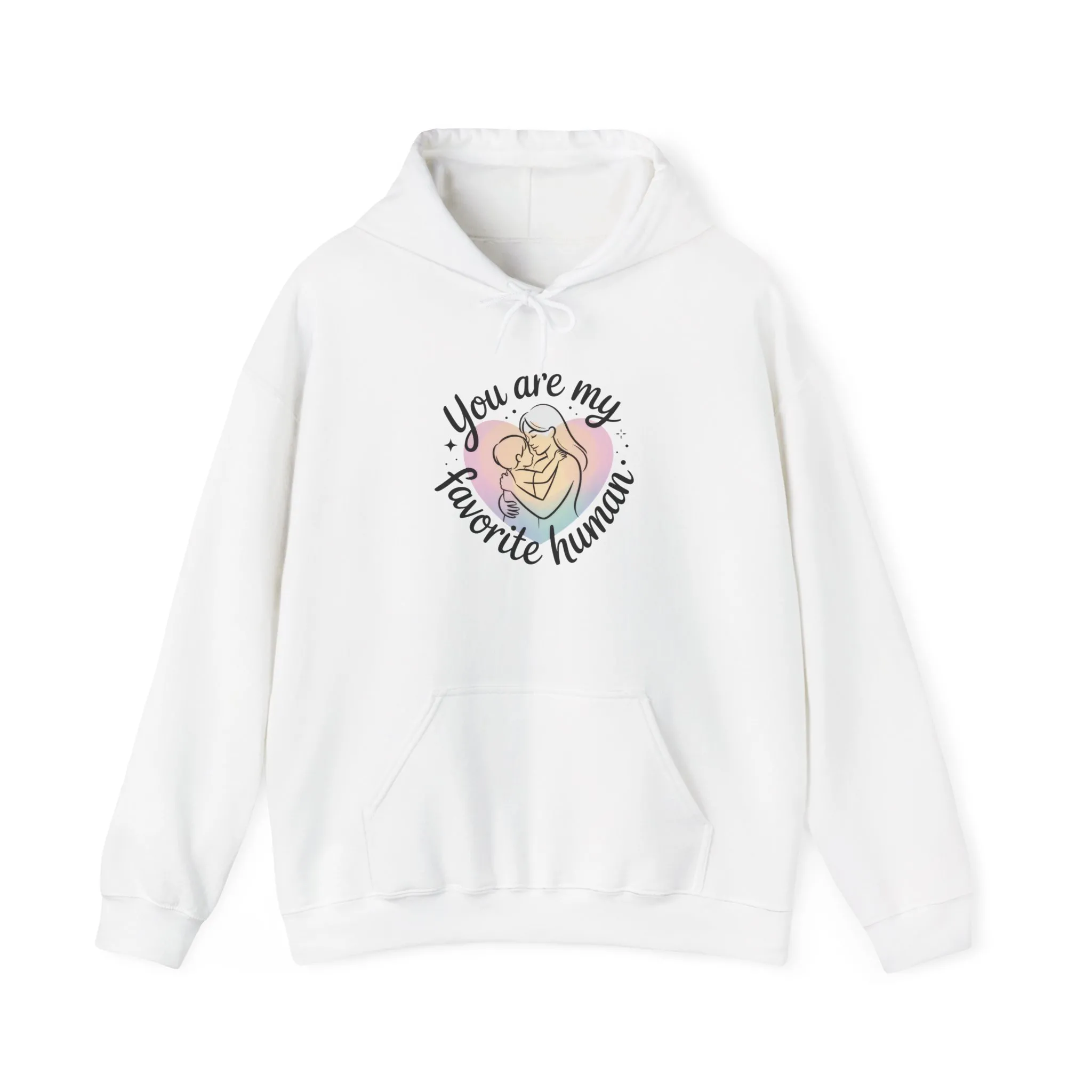 You Are My Favorite Human Hoodie, Cute Mom and Baby Pastel Design, Mothers Day Hooded Sweatshirt Gift - Image 5