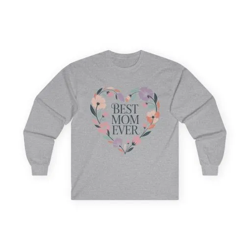 Best Mom Ever Long Sleeve Tee, Gift for Mom, Mother's Day Top, Unisex Floral Shirt, Cozy Everyday Wear, Spring Style, New Mom Gift - Image 5