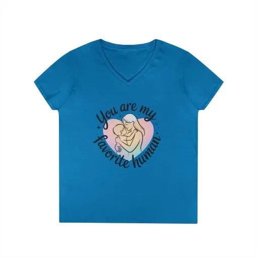 You Are My Favorite Human Mom Baby Tee, Mothers Day Gift, Pastel Heart Ladies V-Neck T-Shirt, Sentimental Mom Shirt - Image 9