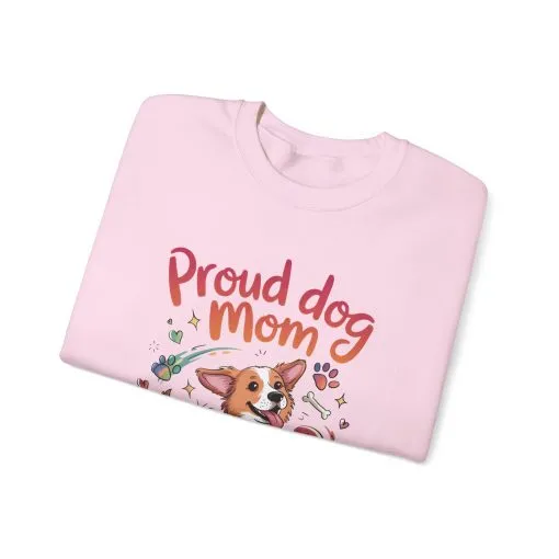 Proud Dog Mom Crewneck Sweatshirt, Pet Lover Gift, Dog Mom Apparel, Animal Lover Clothing, Gift for Dog Moms, Puppy Paw Rainbow Print - Image 26