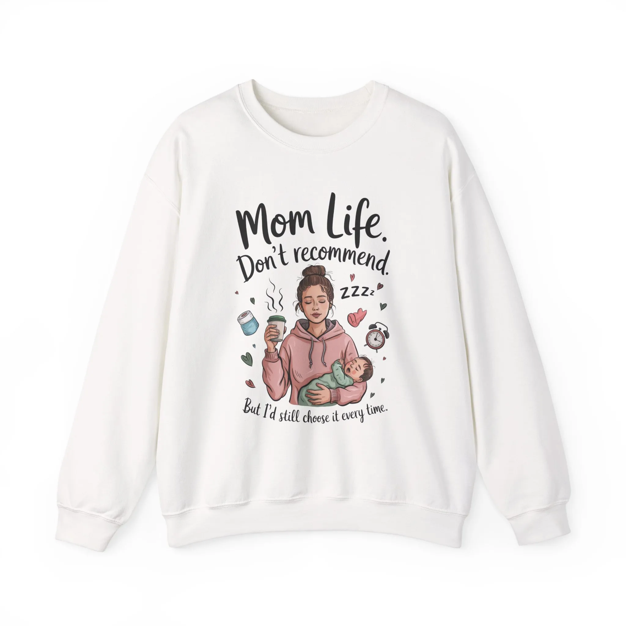 Mom Life Crewneck Sweatshirt, New Mom Gift, Cozy Everyday Wear, Funny Parent Apparel, Tired Mama Humor Tee - Image 2