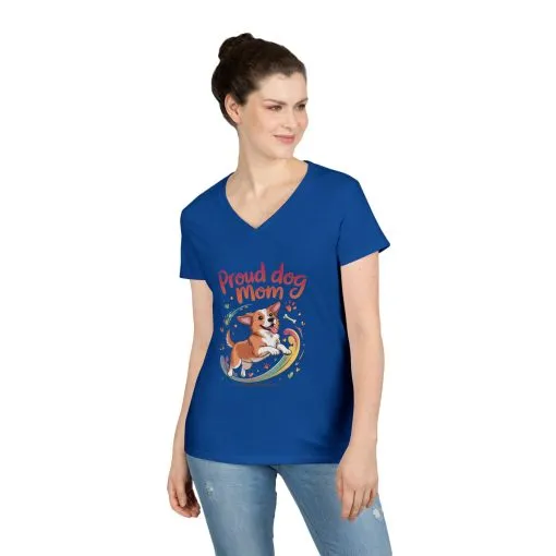 Proud Dog Mom V-Neck T-Shirt, Perfect Gift for Dog Lovers, Casual Wear for Dog Moms, Dog Appreciation Day, Dog Mom Gift - Image 10