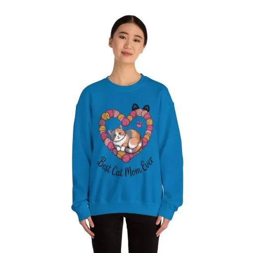 Best Cat Mom Ever Sweatshirt, Cozy Cat Lover Gift, Mother's Day Apparel, Pet Owner Sweatshirt, Cute Gift for Cat Moms, Yarn Themed - Image 20