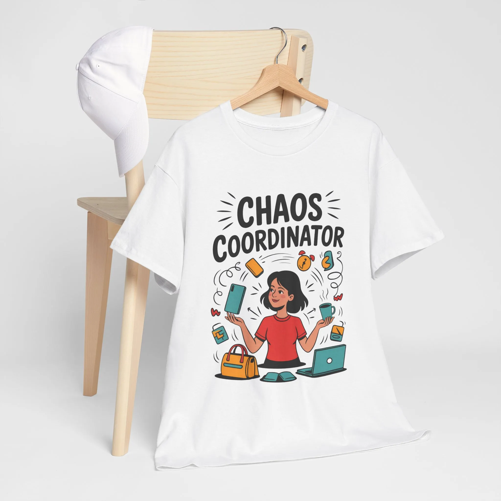 Chaos Coordinator Heavy Cotton Tee, Gift for Busy Moms, Mother's Day Gift, Funny Mom Life Shirt, Busy Life Humor T-Shirt - Image 4