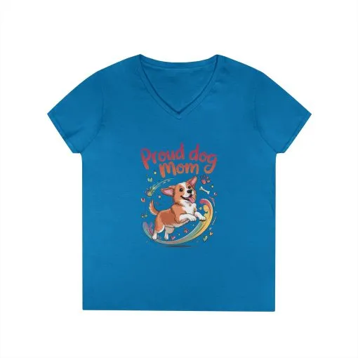 Proud Dog Mom V-Neck T-Shirt, Perfect Gift for Dog Lovers, Casual Wear for Dog Moms, Dog Appreciation Day, Dog Mom Gift - Image 7