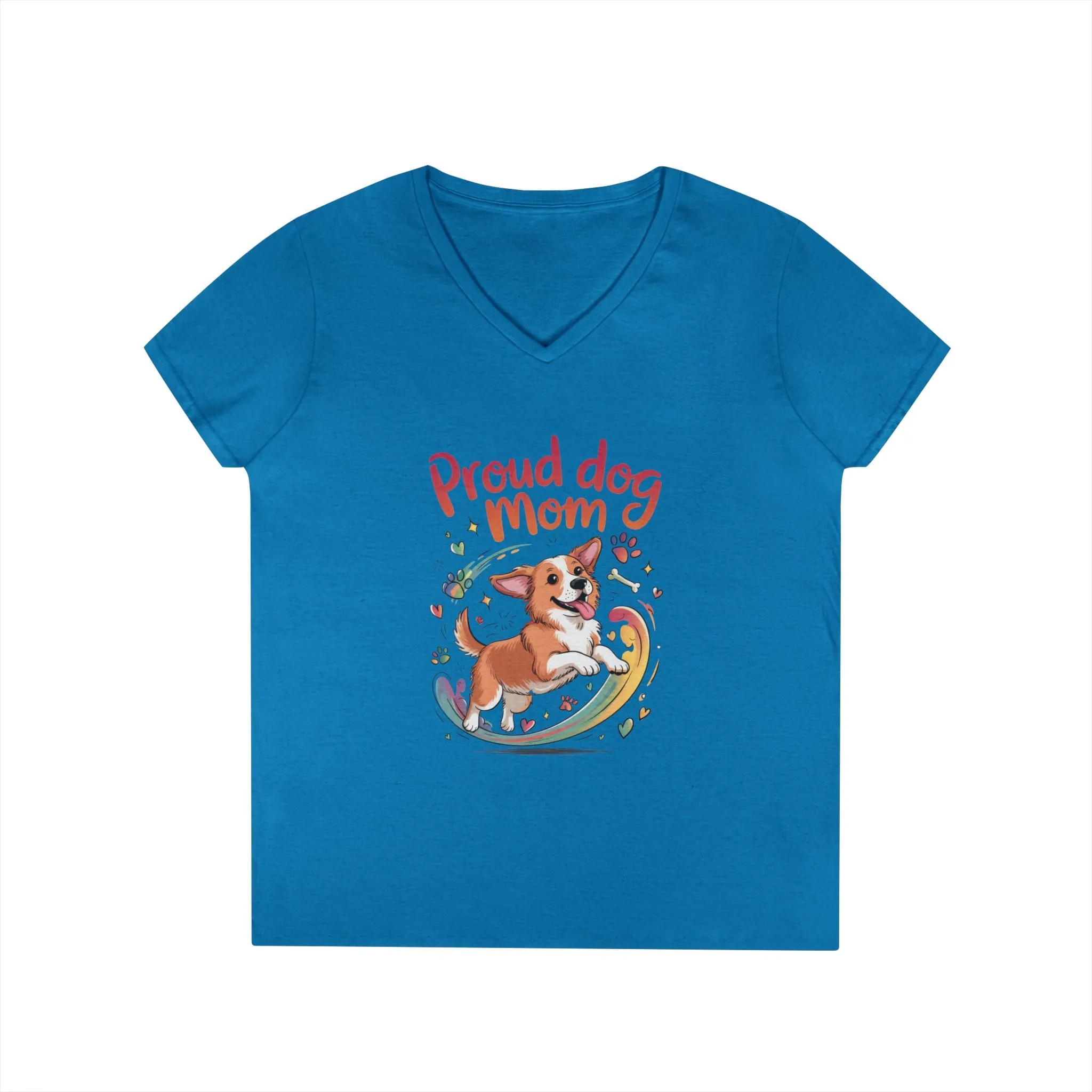 Proud Dog Mom V-Neck T-Shirt, Perfect Gift for Dog Lovers, Casual Wear for Dog Moms, Dog Appreciation Day, Dog Mom Gift - Image 7