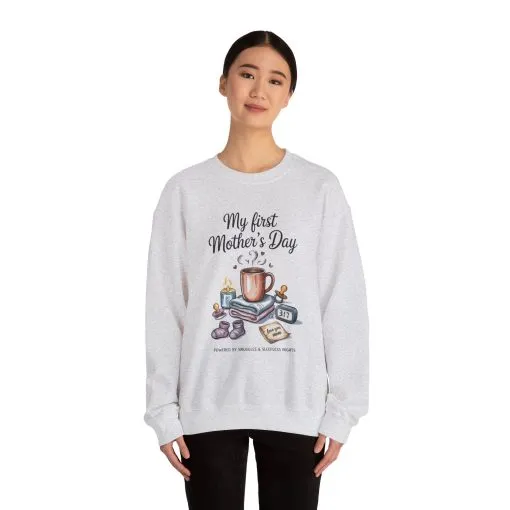 My First Mother's Day Sweatshirt, Cozy Crewneck for Moms, Gift for New Mothers, Baby Shower Tee, Snuggles & Sleepless Nights - Image 7