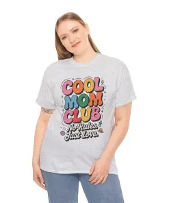 Cool Mom Club Tee, Fun Cotton T-Shirt for Moms, Mothers Day Gift, Parenting Humor Apparel, Fun Mom Shirt, No Rules Just Love Retro Style