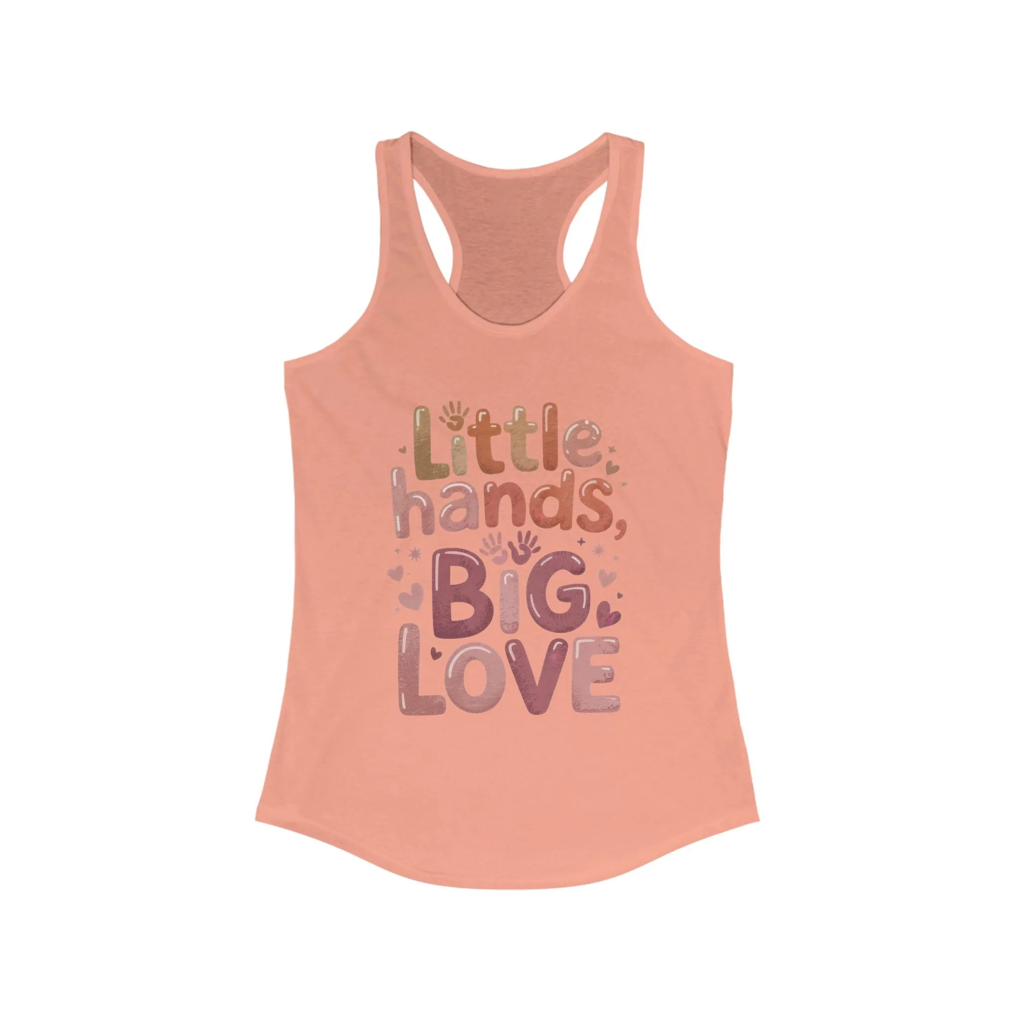 Little Hands, Big Love Racerback Tank, Perfect for Moms Gifts, Cute Mom Top, Baby Showers, Gift for Mothers, mother's day Tank - Image 2
