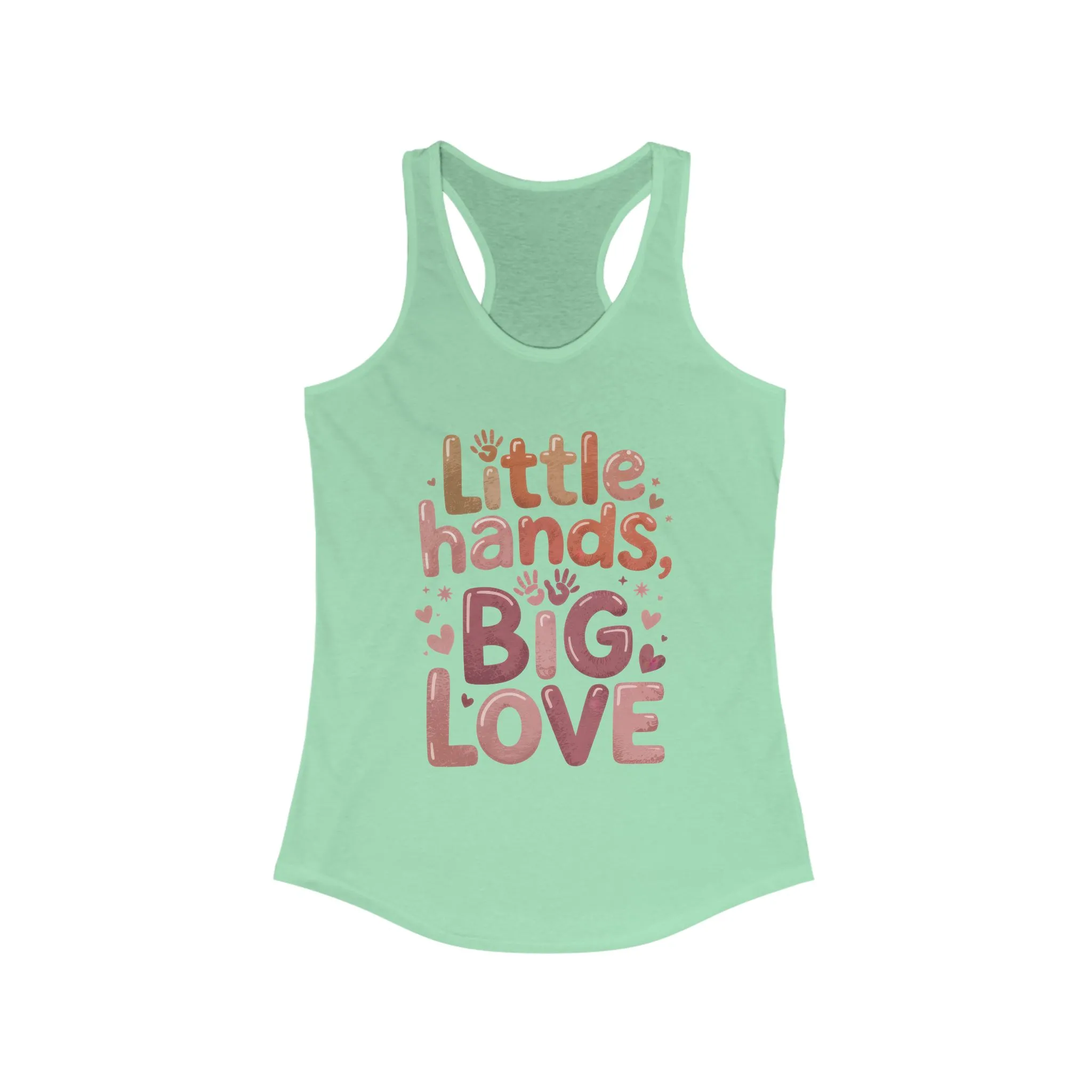 Little Hands, Big Love Racerback Tank, Perfect for Moms Gifts, Cute Mom Top, Baby Showers, Gift for Mothers, mother's day Tank - Image 4