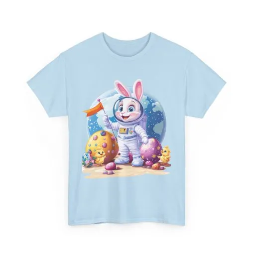 Space Bunny Unisex Heavy Cotton Tee - Cute Astronaut Design for Easter and Fun Occasions - Image 14