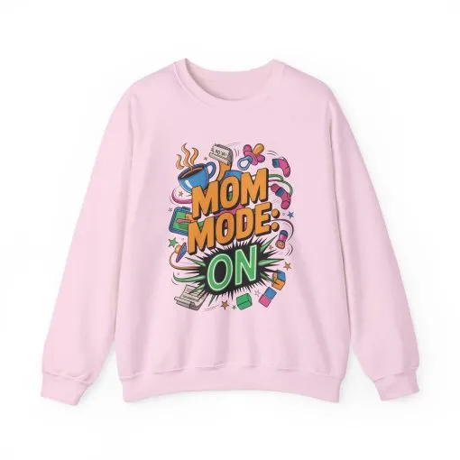 Mom Mode On Crewneck Sweatshirt, Gift for Mom, Mother's Day Humor T-Shirt, Cute Mama Life Graphic Tee, Mother's Day Gift - Image 25