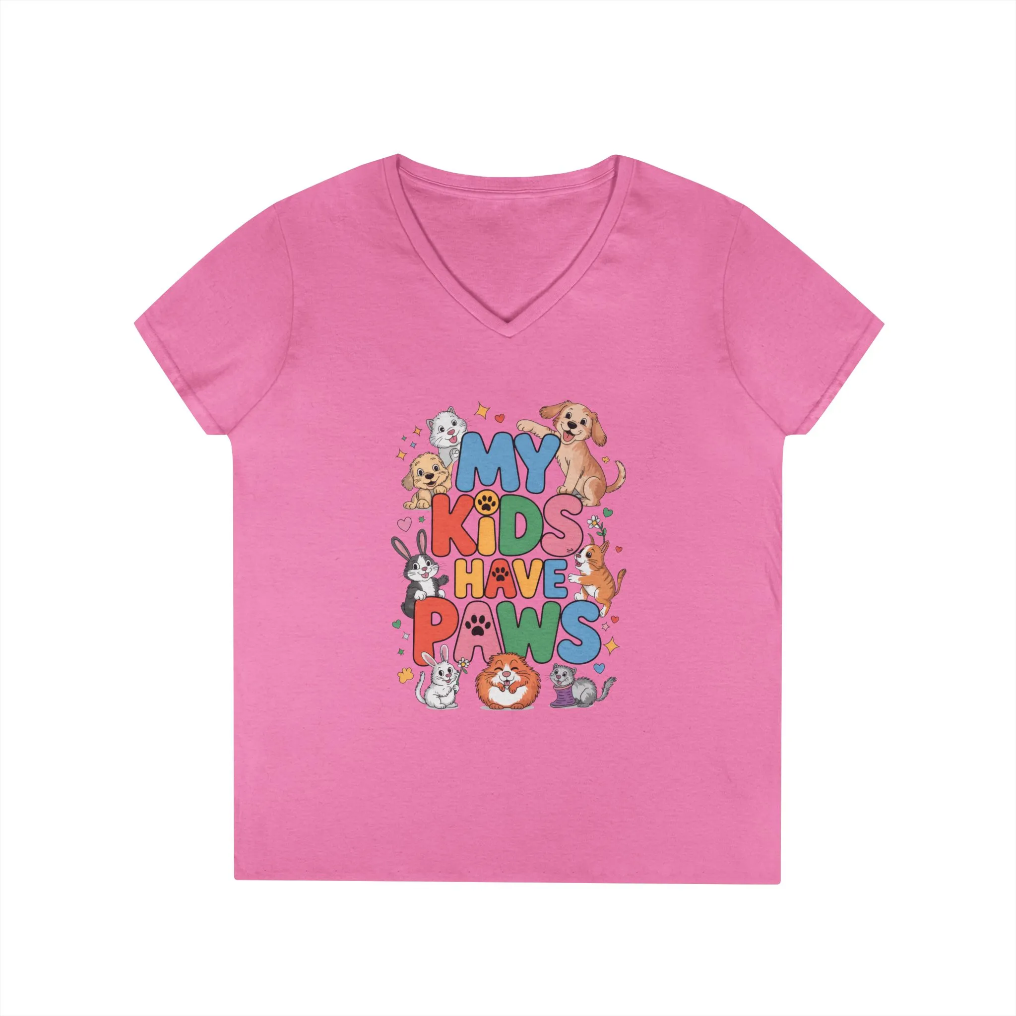 My Kids Have Paws V-Neck T-Shirt, Pet Lover Gift, Cute Animal Shirt, Cute Pet Mom Tee, Animal Parent T-Shirt, Dog Cat Bunny Lover Gift - Image 19