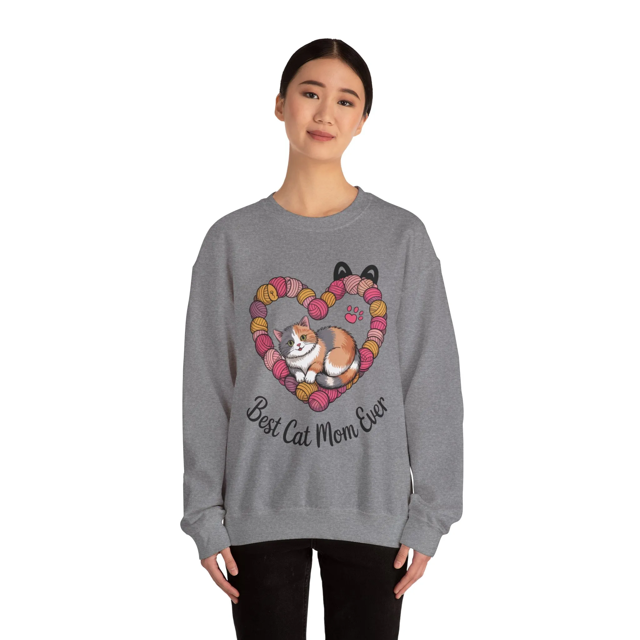 Best Cat Mom Ever Sweatshirt, Cozy Cat Lover Gift, Mother's Day Apparel, Pet Owner Sweatshirt, Cute Gift for Cat Moms, Yarn Themed - Image 11