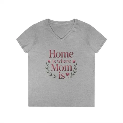Home is Where Mom Is V-Neck T-Shirt, Gift for Moms, Mother's Day T-Shirt, Cute Casual Tee, Family Celebration Apparel, Home Sweet Home - Image 3
