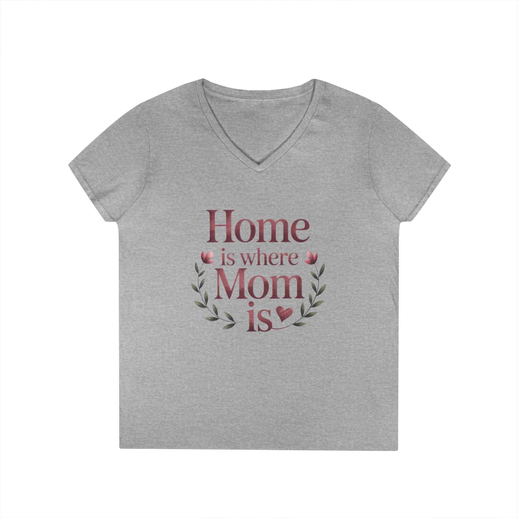 Home is Where Mom Is V-Neck T-Shirt, Gift for Moms, Mother's Day T-Shirt, Cute Casual Tee, Family Celebration Apparel, Home Sweet Home - Image 3