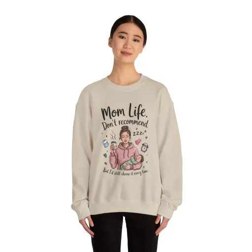 Mom Life Crewneck Sweatshirt, New Mom Gift, Cozy Everyday Wear, Funny Parent Apparel, Tired Mama Humor Tee - Image 11