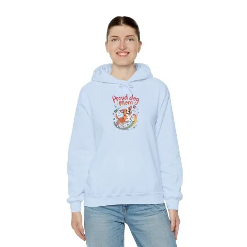 Proud Dog Mom Hoodie, Gift for Dog Owners, Dog Lover Apparel, Mother's Day Gift, Unisex Hooded Sweatshirt, Corgi Rainbow Print - Image 19