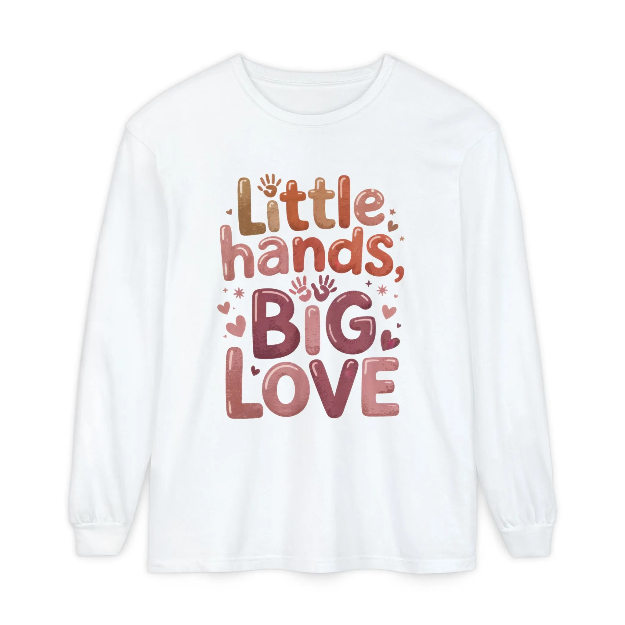 Little Hands, Big Love Long Sleeve T-Shirt, Perfect for Moms Gifts, Cute Mom Long Sleeve T-Shirt, Baby Showers Gift, mother's day Gift - Image 2
