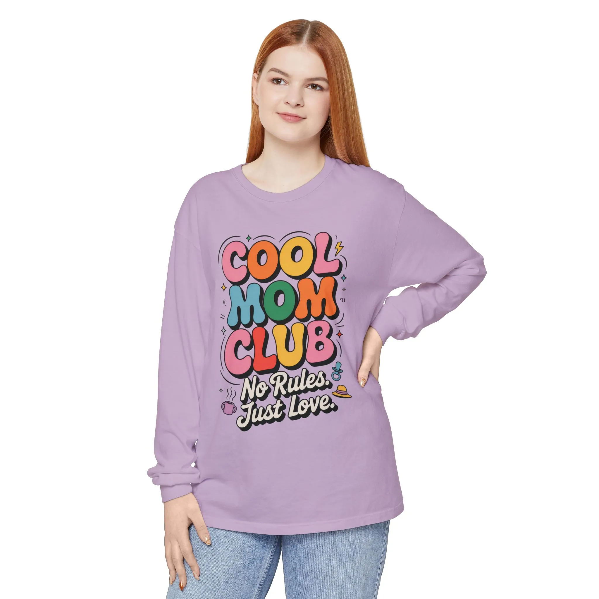Cool Mom Club Long Sleeve T-Shirt, Funny Mom Tee, Gift for Moms, Mother's Day Gift, No Rules Just Love Quote Tee - Image 16