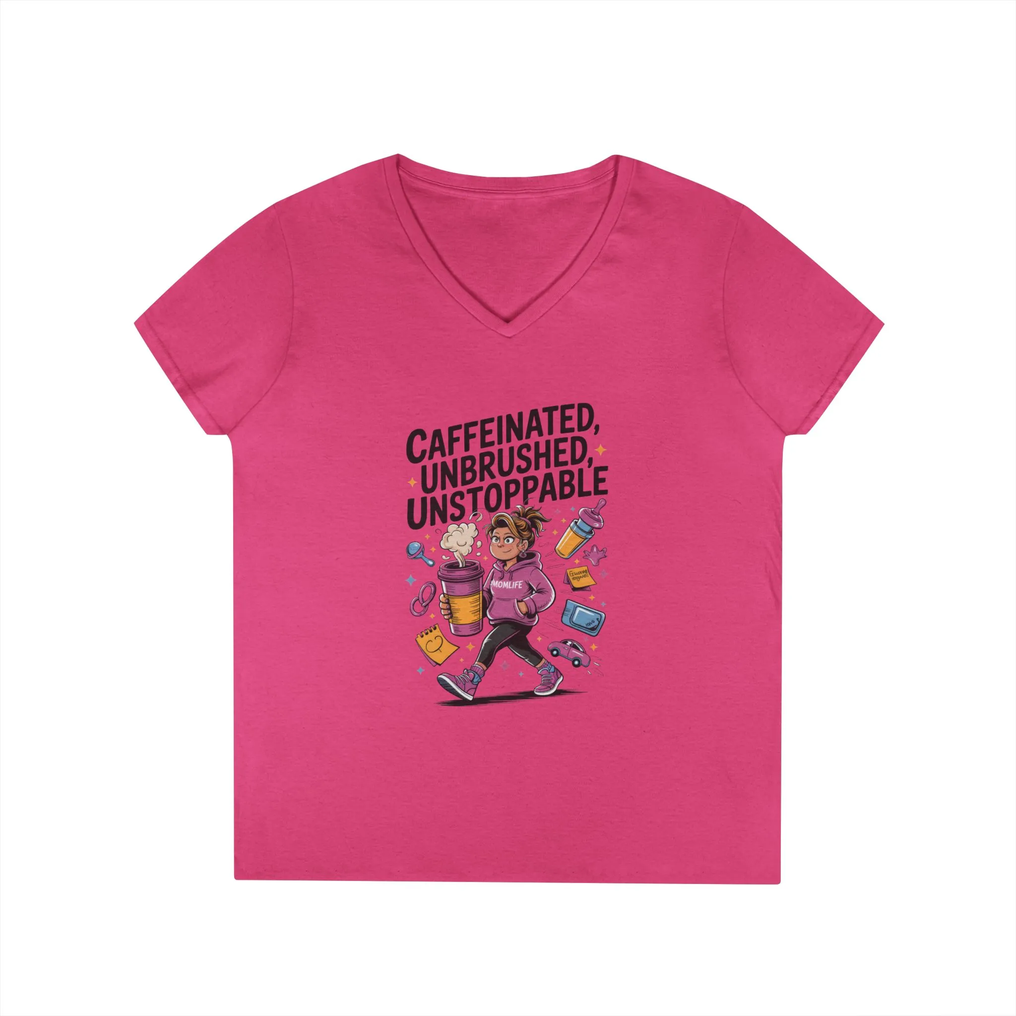 Caffeinated V-Neck Tee, Coffee Lover Shirt, Gift for Moms, Motivation T-Shirt, Mother's Day Gift for Tired Moms, Mother's Day Gift - Image 13