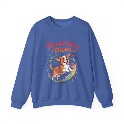 Proud Dog Mom Crewneck Sweatshirt, Pet Lover Gift, Dog Mom Apparel, Animal Lover Clothing, Gift for Dog Moms, Puppy Paw Rainbow Print - Image 37