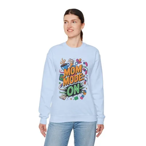 Mom Mode On Crewneck Sweatshirt, Gift for Mom, Mother's Day Humor T-Shirt, Cute Mama Life Graphic Tee, Mother's Day Gift - Image 44