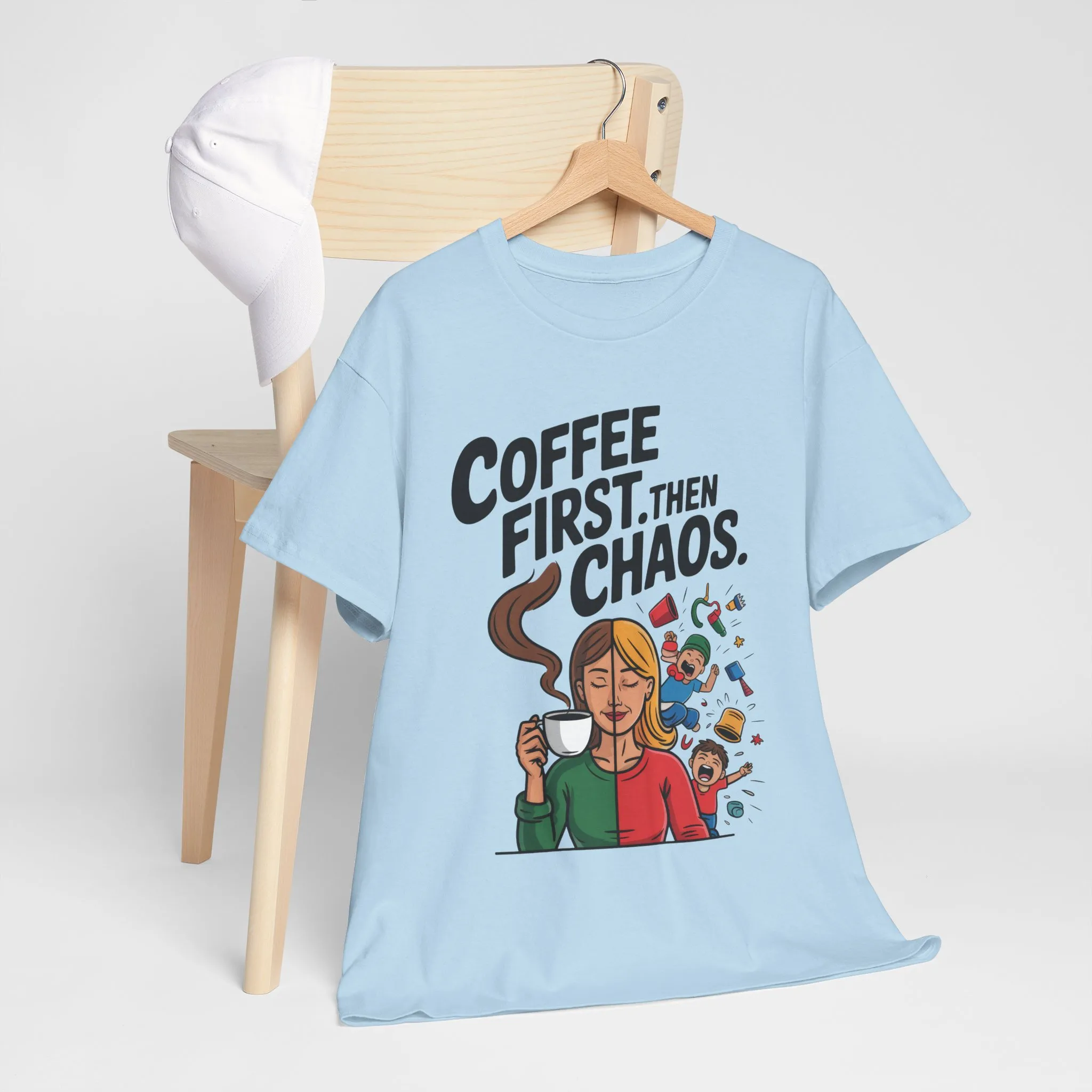 Coffee First Then Chaos Funny Mom Life Tee, Mother's Day Gift, Mom Humor Tee, mom graphic tee, caffeine lover tee - Image 13