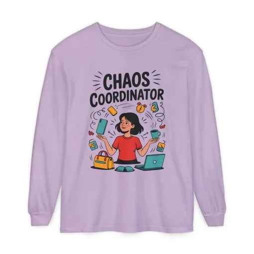 Chaos Coordinator Women's Long Sleeve, Mom Life Graphic Long Sleeve, Gift for Busy Moms, Multitasking Mom Gift, Cute Mother's Day Gift - Image 2