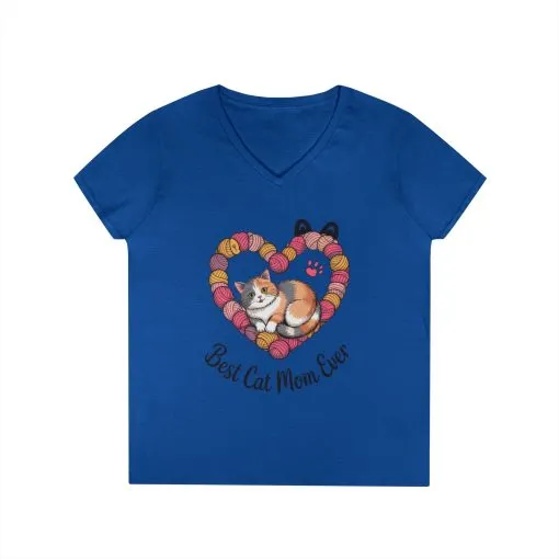 Best Cat Mom V-Neck T-Shirt, Gifts for Cat Lovers, Pet Mom Tee, Cute Cat Shirt, Animal Lover Apparel, Mother's Day Gift - Image 15