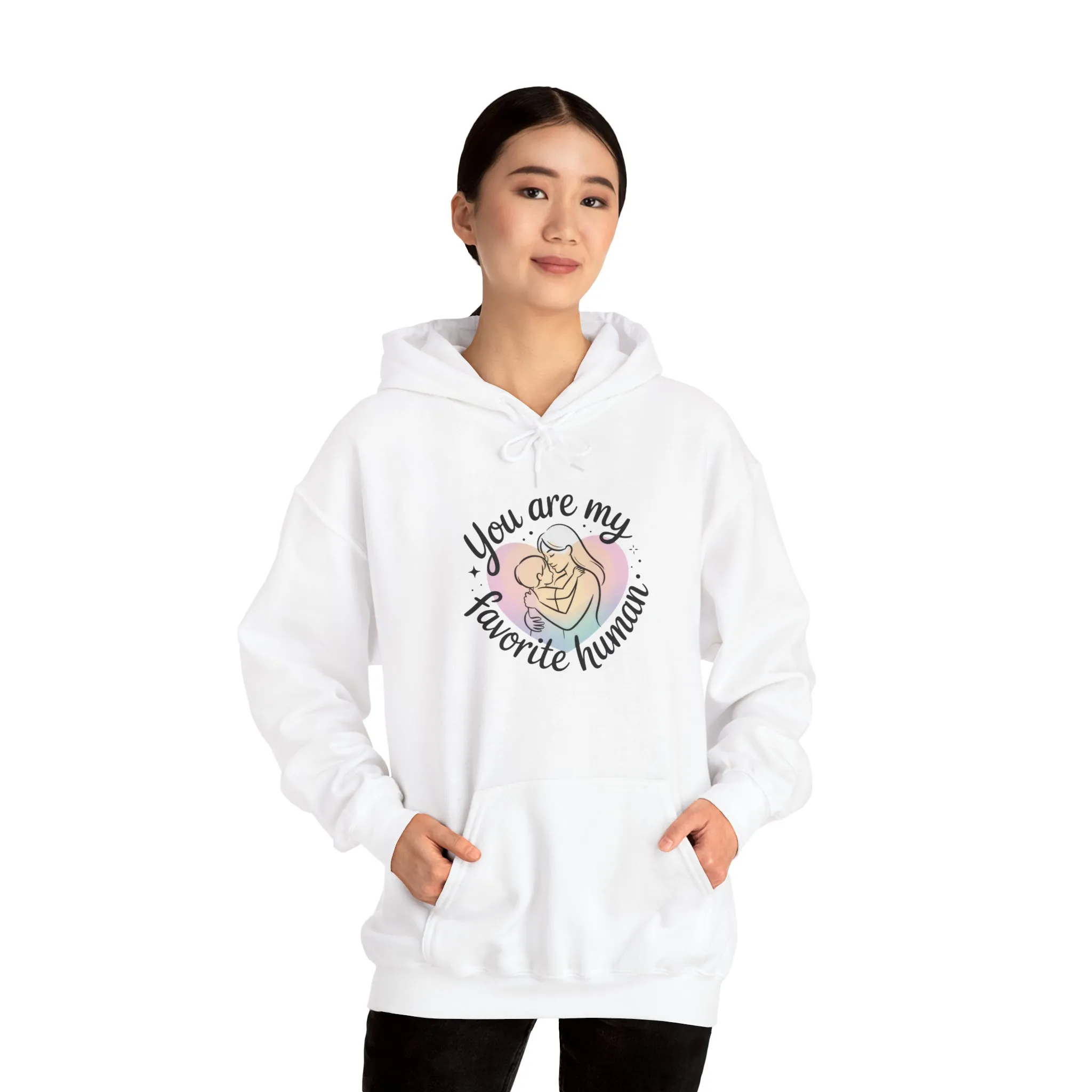 You Are My Favorite Human Hoodie, Cute Mom and Baby Pastel Design, Mothers Day Hooded Sweatshirt Gift - Image 7