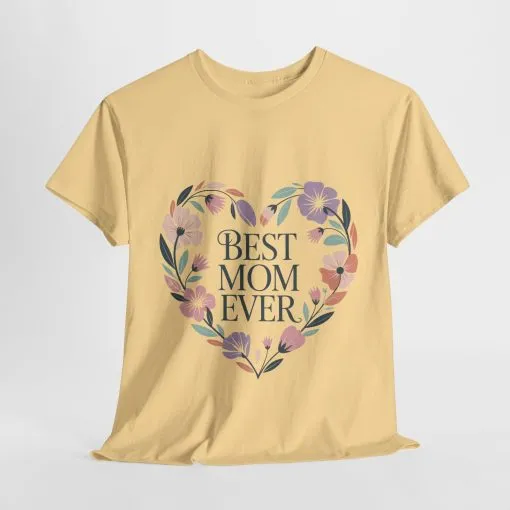 Floral Best Mom Ever Tee, Mother's Day Gift, Mom Appreciation Gift, Floral Heart Cotton Tee - Image 25