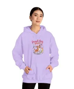 Proud Dog Mom Hoodie, Gift for Dog Owners, Dog Lover Apparel, Mother's Day Gift, Unisex Hooded Sweatshirt, Corgi Rainbow Print