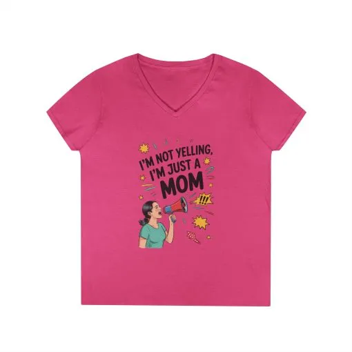 Funny Mom V-Neck T-Shirt, I'm Not Yelling I'm Just a Mom, Mother's Day Gift, Loud Mom Life T-Shirt, Mother's Day Apparel, Family Humor Shirt - Image 13