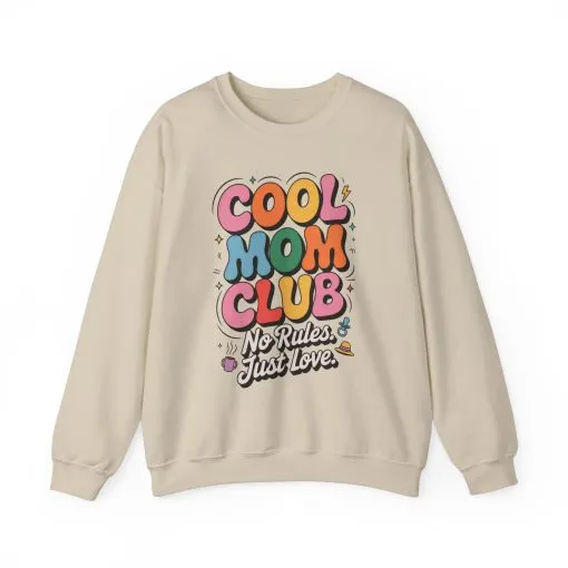 Cool Mom Club Sweatshirt, Gift for Moms, Mother's Day, No Rules Just Love, Retro Colorful Unisex Heavy Blend Crewneck - Image 28