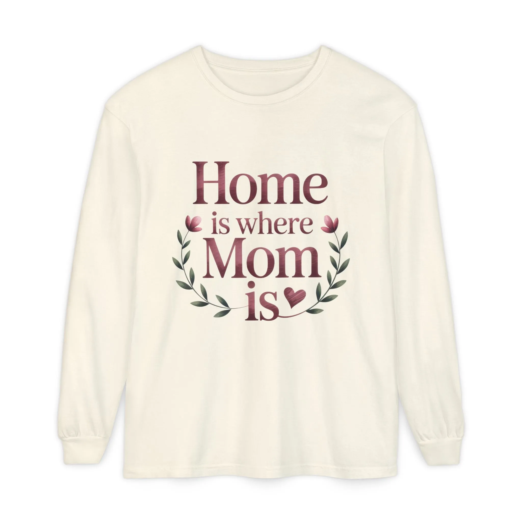 Home is Where Mom Is Long Sleeve T-Shirt, Cozy Gift for Mom, Mother's Day Top, Casual Mom Tee, Family Apparel - Image 2