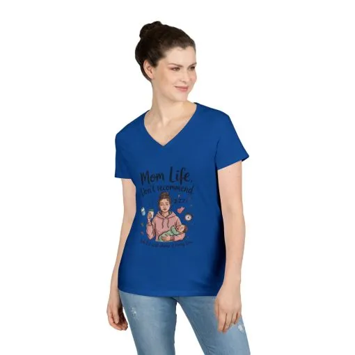 Mom Life V-Neck T-Shirt, Don't Recommend But I'd Choose It Every Time, New Mom Gift, Tired Mama Humor Tee, Baby Shower Gift, Funny Mom Shirt - Image 10