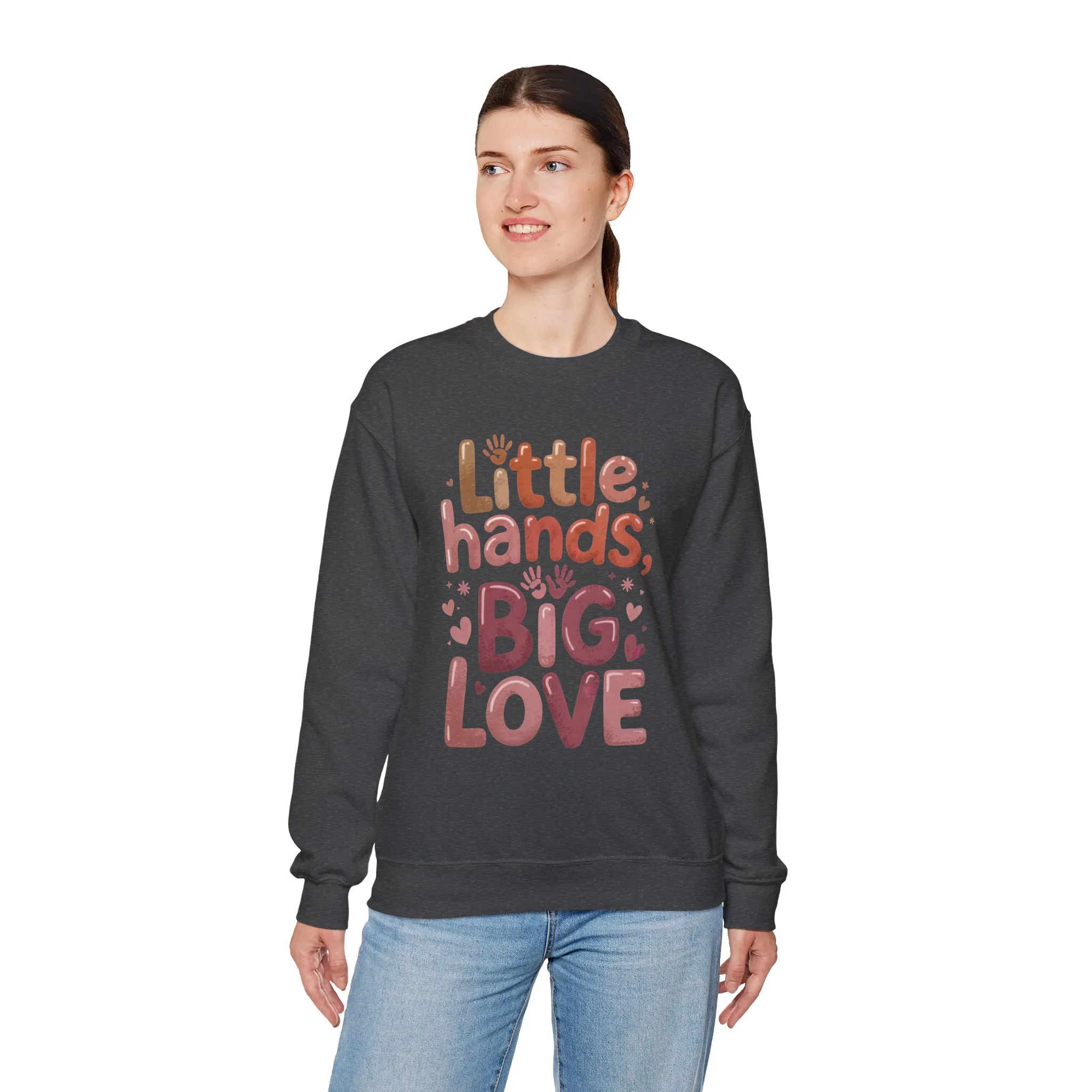Little Hands, Big Love Crewneck Sweatshirt, Perfect for Moms Gifts, Family Events, Baby Showers, Everyday Wear, Cute Tee, mother's day Gift - Image 20