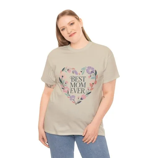 Floral Best Mom Ever Tee, Mother's Day Gift, Mom Appreciation Gift, Floral Heart Cotton Tee - Image 21