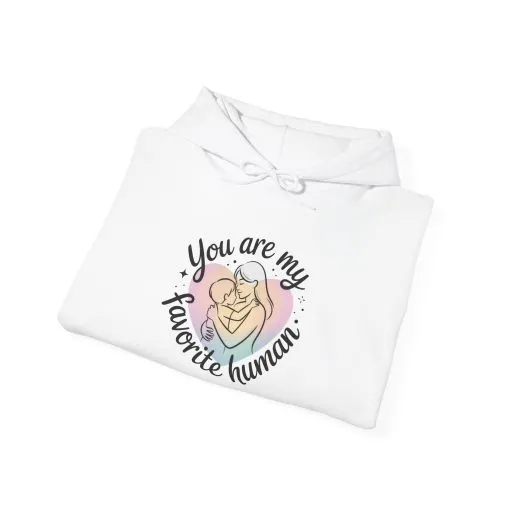 You Are My Favorite Human Hoodie, Cute Mom and Baby Pastel Design, Mothers Day Hooded Sweatshirt Gift - Image 6